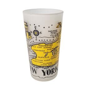 Vintage New York State Frosted Souvenir Glass MCM